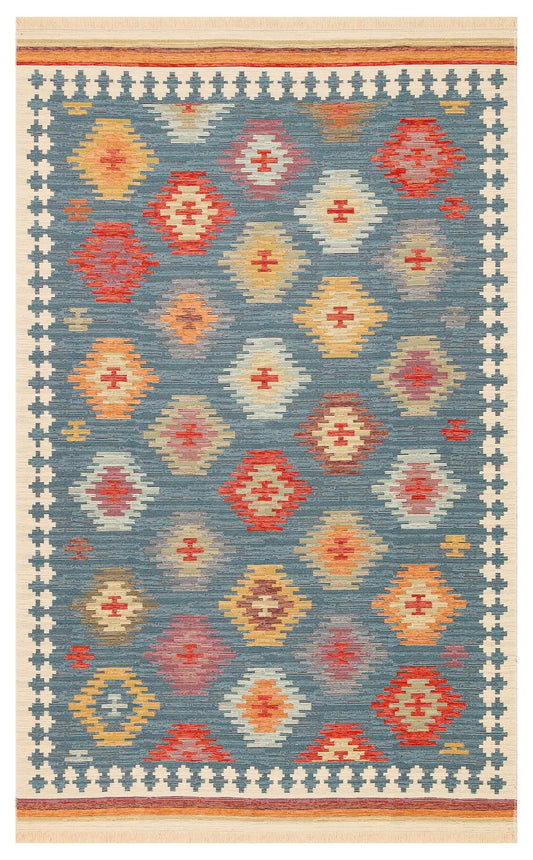 Eko Halı NOMAD NMD 04 Lacivert Yıkanabilir, Çift Taraflı Kullanıma Uygun Yumuşak Tuşeli Otantik Kilim