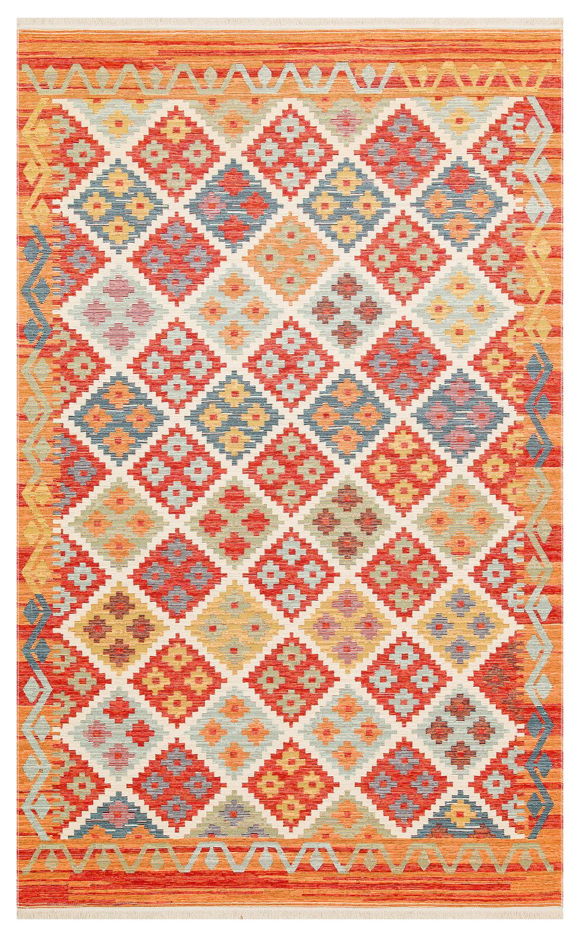 Eko Halı NOMAD NMD 05 Terracotta Yıkanabilir, Çift Taraflı Kullanıma Uygun Yumuşak Tuşeli Otantik Kilim