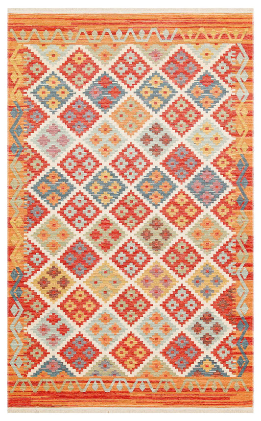 Eko Halı NOMAD NMD 05 Terracotta Yıkanabilir, Çift Taraflı Kullanıma Uygun Yumuşak Tuşeli Otantik Kilim