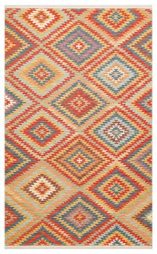 Eko Halı NOMAD NMD 07 Terracotta Yıkanabilir, Çift Taraflı Kullanıma Uygun Yumuşak Tuşeli Otantik Kilim