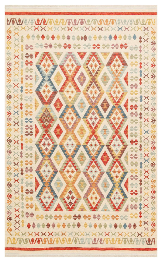 Eko Halı NOMAD NMD 08 Açık Çok Renkli Yıkanabilir, Çift Taraflı Kullanıma Uygun Yumuşak Tuşeli Otantik Kilim