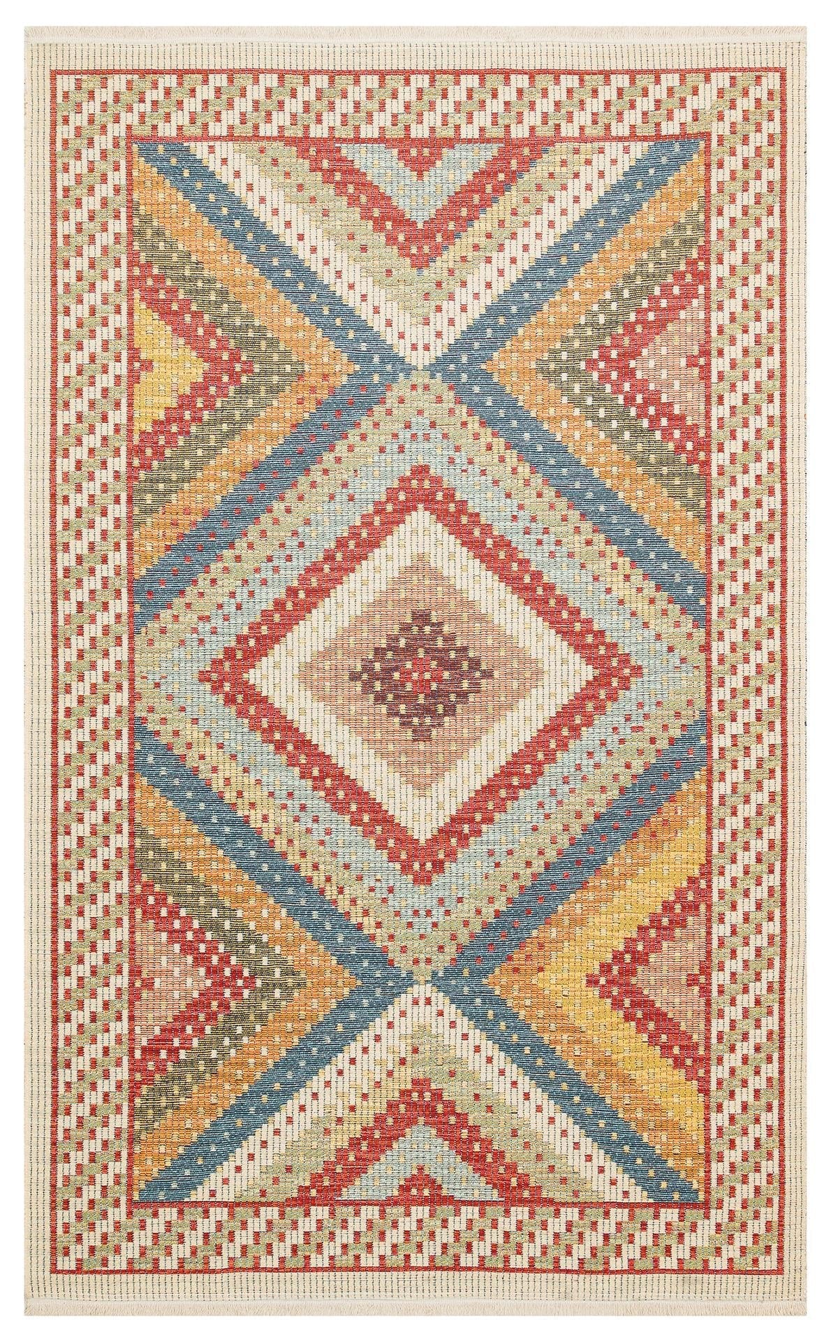 Eko Halı NOMAD NMD 10 Kırmızı Yıkanabilir, Çift Taraflı Kullanıma Uygun Yumuşak Tuşeli Otantik Kilim