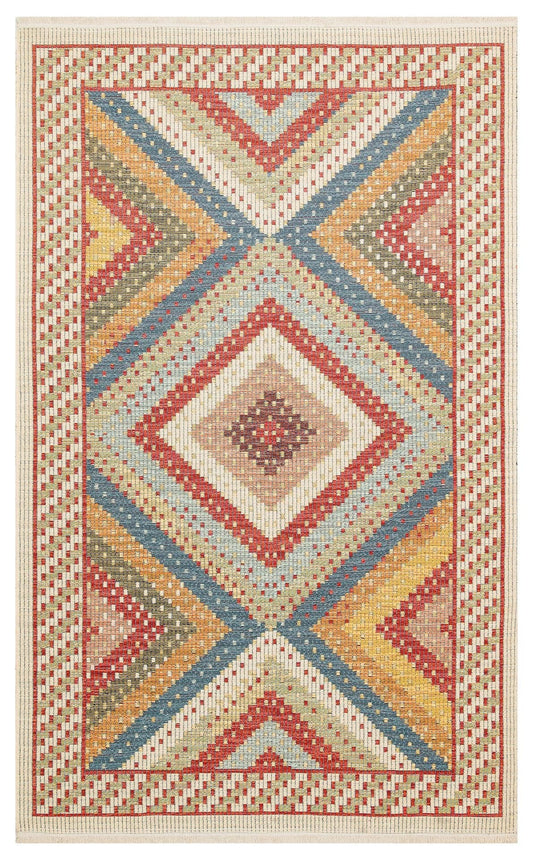 Eko Halı NOMAD NMD 10 Kırmızı Yıkanabilir, Çift Taraflı Kullanıma Uygun Yumuşak Tuşeli Otantik Kilim