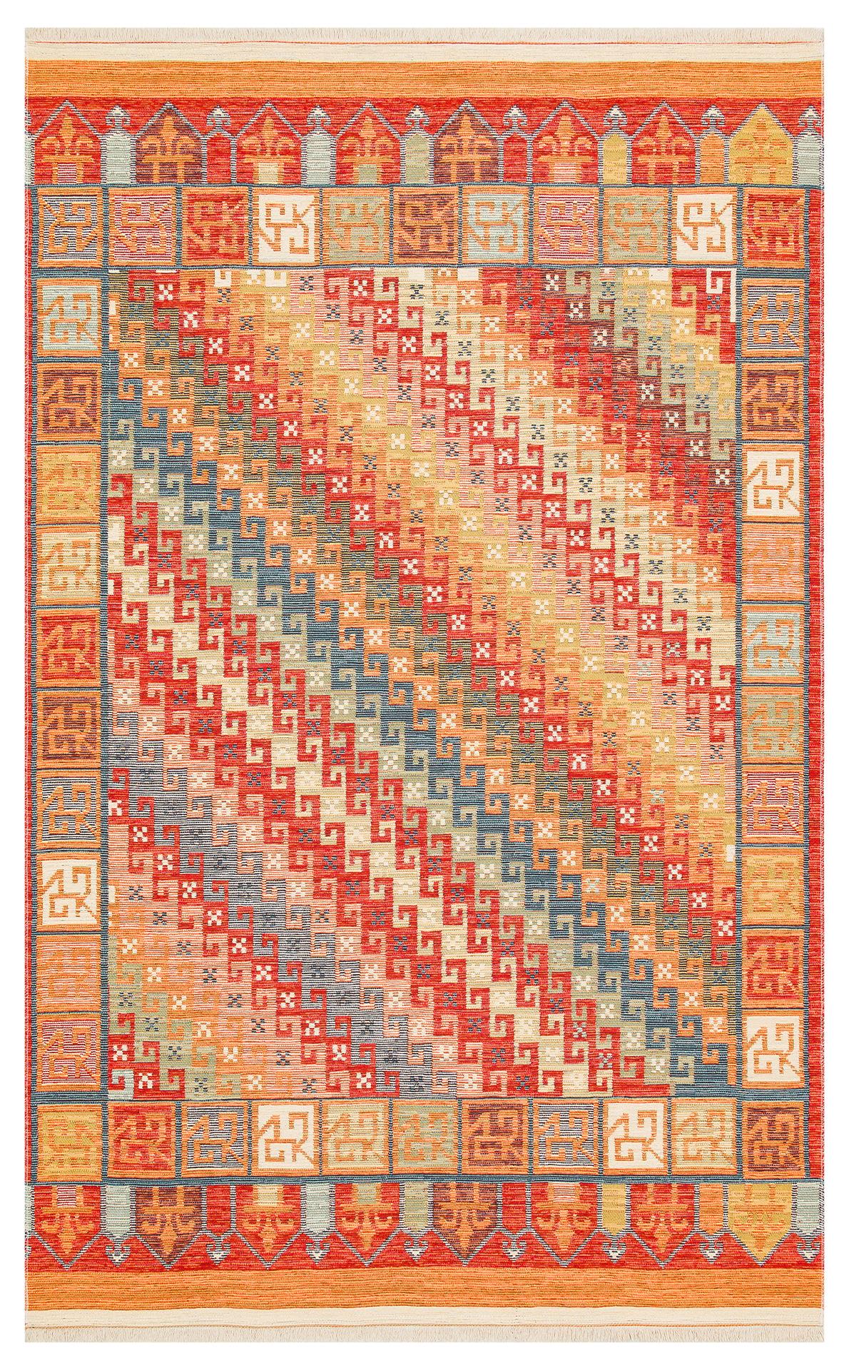 Eko Halı NOMAD NMD 11 Terracotta Yıkanabilir, Çift Taraflı Kullanıma Uygun Yumuşak Tuşeli Otantik Kilim