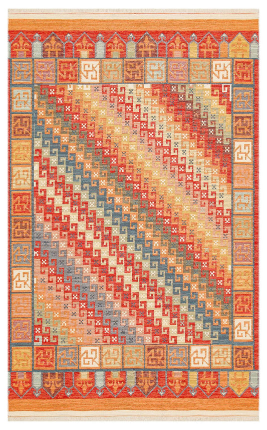 Eko Halı NOMAD NMD 11 Terracotta Yıkanabilir, Çift Taraflı Kullanıma Uygun Yumuşak Tuşeli Otantik Kilim