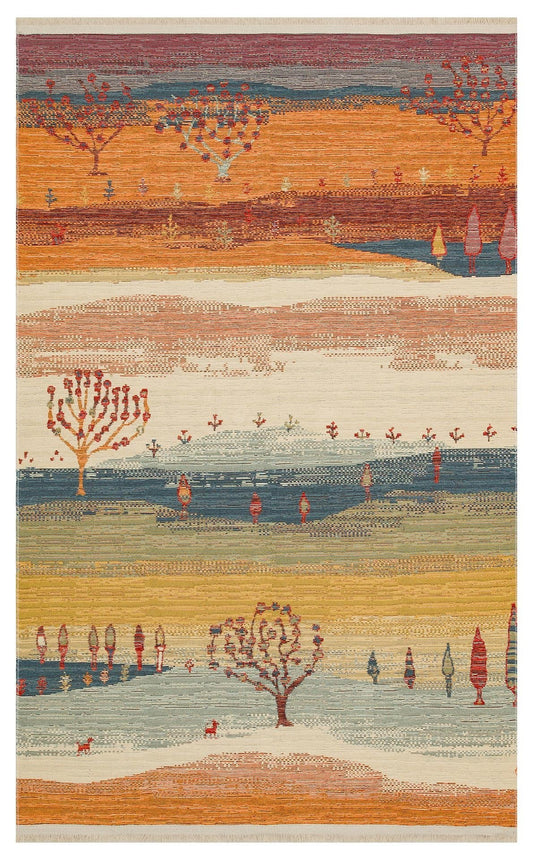 Eko Halı NOMAD NMD 12 Terracotta Yıkanabilir, Çift Taraflı Kullanıma Uygun Yumuşak Tuşeli Otantik Kilim