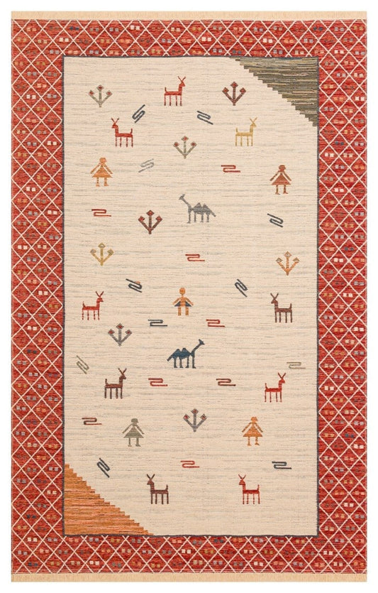 Eko Halı NOMAD NMD 15 Açık Çok Renkli Yıkanabilir Çift Taraflı Kullanıma Uygun Yumuşak Tuşeli Otantik Kilim