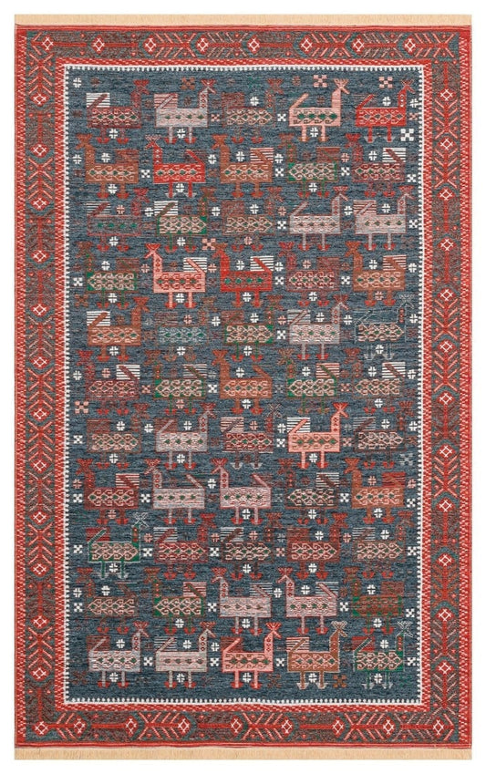 Eko Halı NOMAD NMD 16 Lacivert Yıkanabilir Çift Taraflı Kullanıma Uygun Yumuşak Tuşeli Otantik Kilim