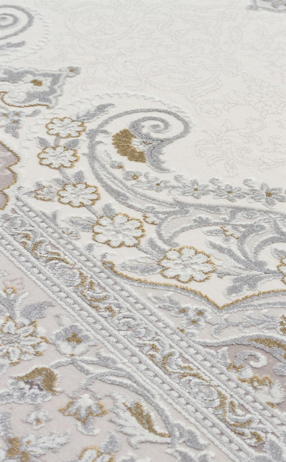 PALMIRA PLM 01 Krem Gri halı - 240x340, 160x230, 200x290, 300x400 ölçü seçenekleri