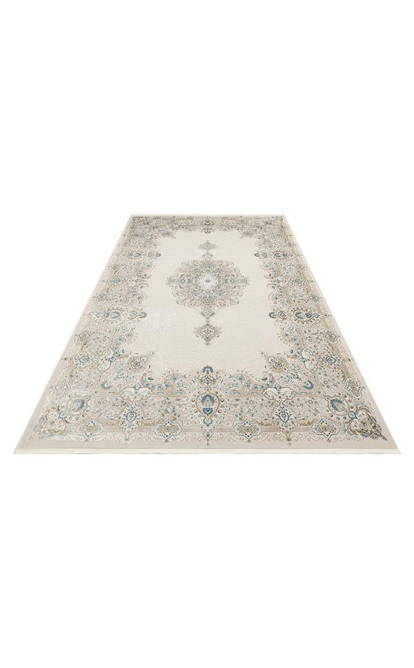 PALMIRA PLM 01 Krem Mavi halı - Saçak kenar bitimli (görünüm 7)