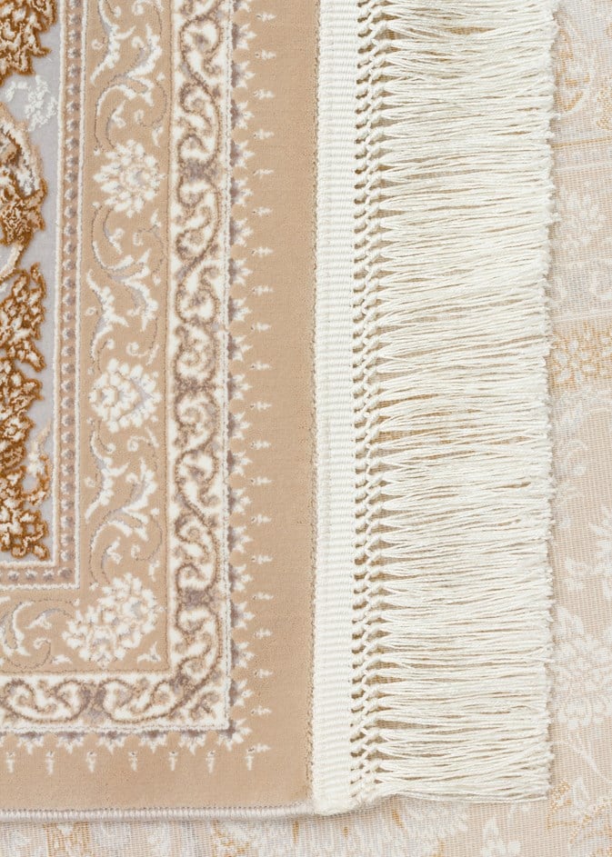 PERSIAN PER 02 Bej halı - Saçak kenar bitimli