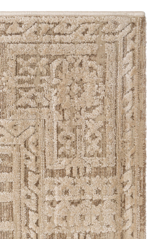 Eko Halı RIVERA RVR 02 Bej Modern ve Klasik Desenli Yüksek Alçak Çift Boyutlu Dokumaya Sahip Yumuşak Tuşeli Makine Halısı