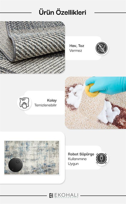 SALDA SLD 01 Naturel halı - Overlok kenar bitimli (görünüm 7)