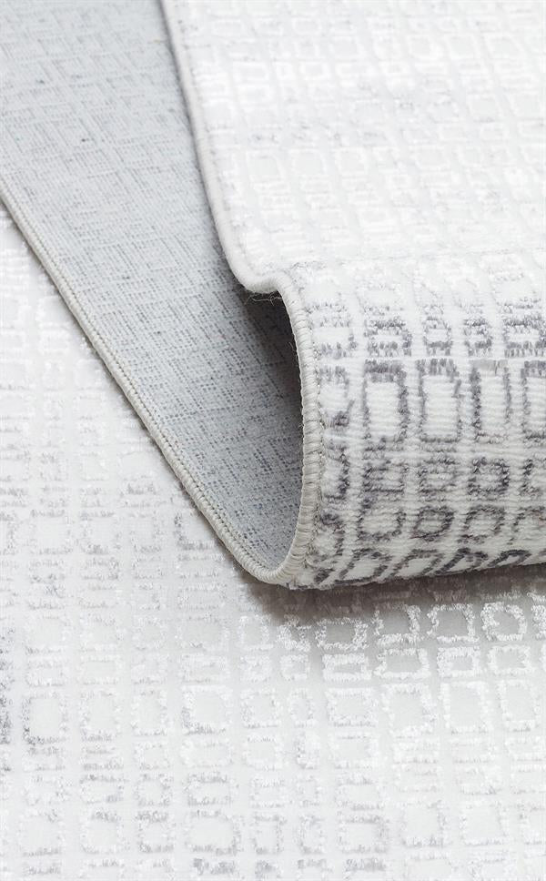 SATEEN ST 108 Krem Gri halı - Saçak kenar bitimli