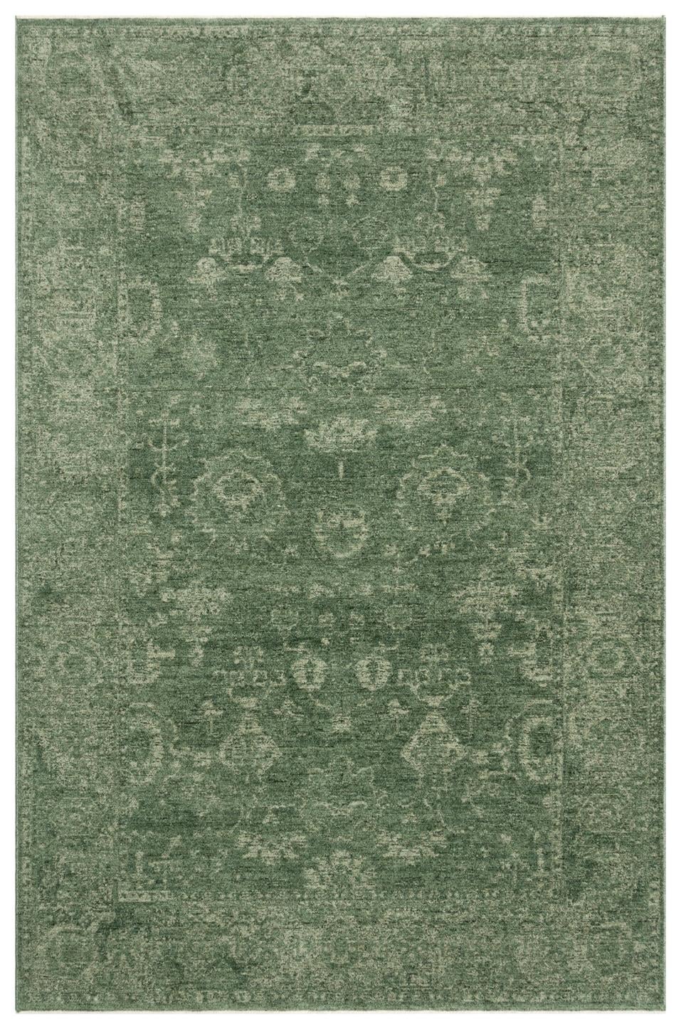 Eko Halı SHIRAZ SHR 02 Yeşil Vintage Eskitme Desenli Modern Yumuşak Dokulu Makine Halısı