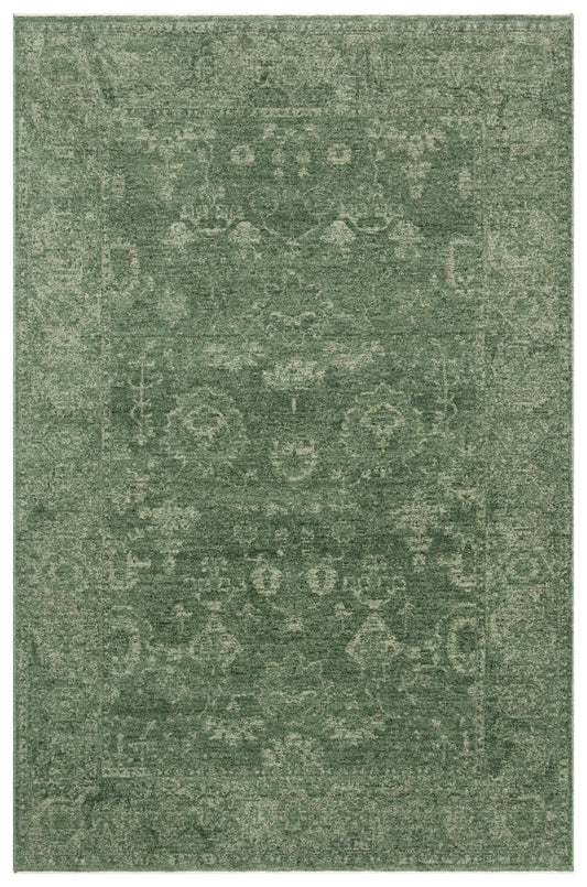 Eko Halı SHIRAZ SHR 02 Yeşil Vintage Eskitme Desenli Modern Yumuşak Dokulu Makine Halısı
