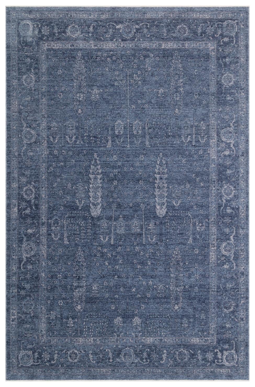 Eko Halı SHIRAZ SHR 03 Lacivert Vintage Eskitme Desenli Modern Yumuşak Dokulu Makine Halısı