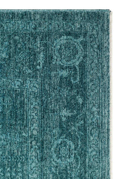 Eko Halı SHIRAZ SHR 03 Turkuaz Vintage Eskitme Desenli Modern Yumuşak Dokulu Makine Halısı