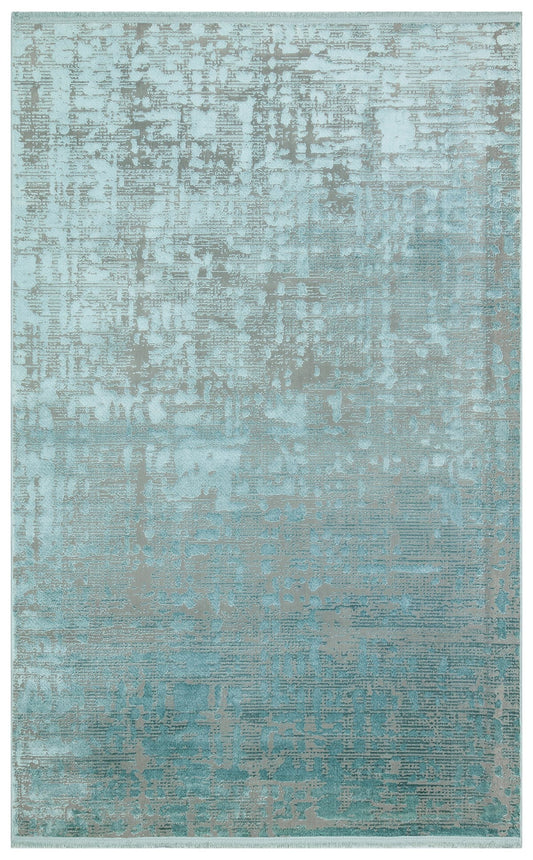 Eko Halı VERONA DYED VRD 03 Su Mavisi Overdyed Kolay Kullanımlı Yumuşak İpeksi Tuşeli Yüksek Alçak Oymalı Modern İnce Makine Halısı