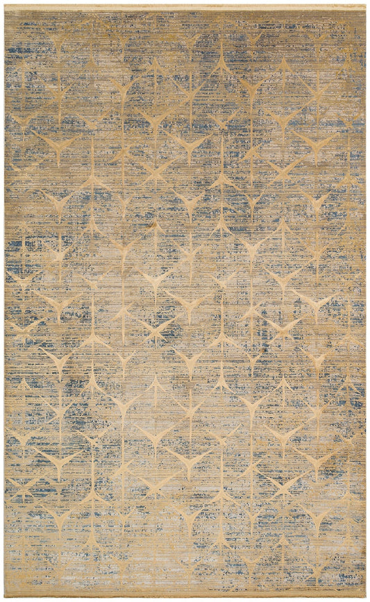 Eko Halı VERONA DYED VRD 06 Marin Altın Overdyed Yumuşak İpeksi Tuşeli Yüksek Alçak Oymalı Modern İnce Makine Halısı