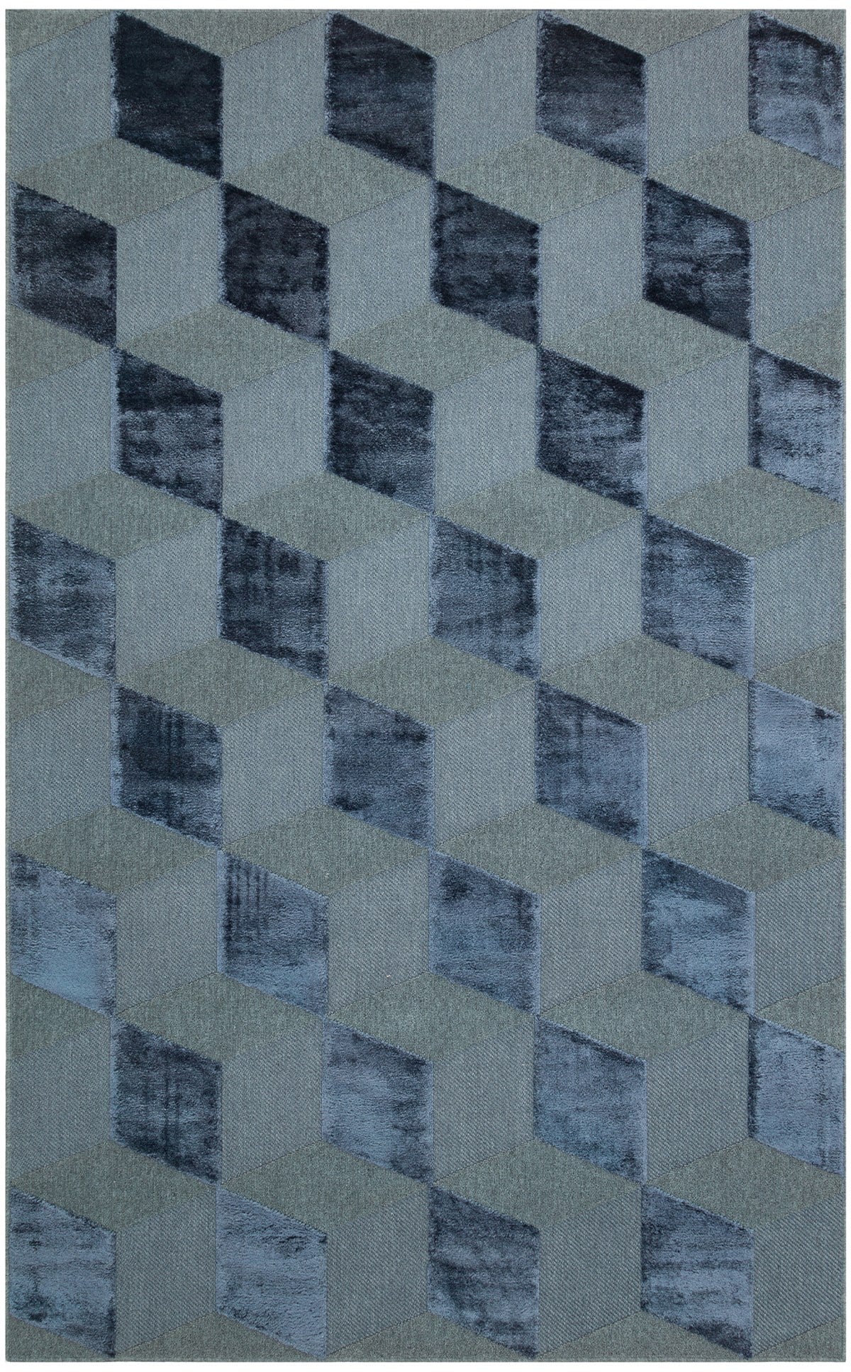 Eko Halı ZENITH DYED ZNT 05 Lacivert Yüksek Alçak Dokulu Naturel Yün ve Viskon Modern Dokuma Halı