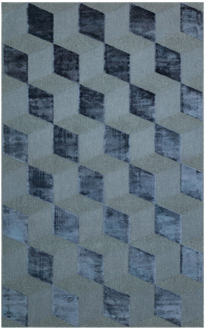 Eko Halı ZENITH DYED ZNT 05 Lacivert Yüksek Alçak Dokulu Naturel Yün ve Viskon Modern Dokuma Halı