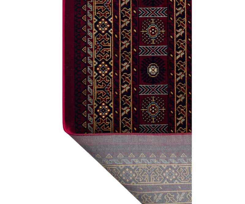 Buhara Serisi BH02 Bordo Badem Desenli Afgan Halı | Yıkanabilir