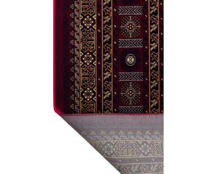 Buhara Serisi BH02 Bordo Badem Desenli Afgan Halı | Yıkanabilir