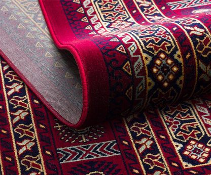 Buhara Serisi BH02 Bordo Badem Desenli Afgan Halı | Yıkanabilir