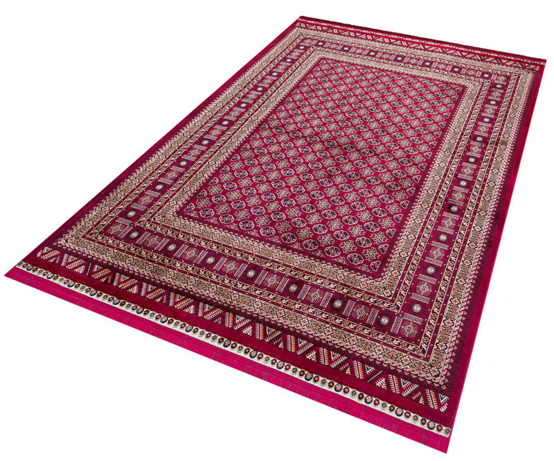 Buhara Serisi BH02 Bordo Badem Desenli Afgan Halı | Yıkanabilir