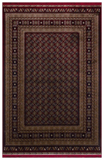 Buhara Serisi BH02 Bordo Badem Desenli Afgan Halı | Yıkanabilir