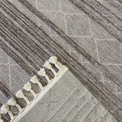 Meridyen Serisi Gri Şönil Kilim | Kaymaz Tabanlı, Yıkanabilir Halı