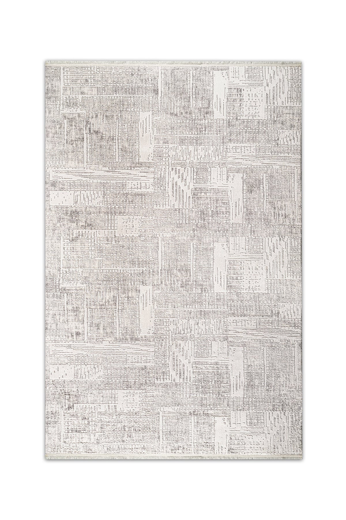 Atlas Halı Mira QI08A krem ve gri zeminli soyut eskitme kabartma dokulu modern halı
