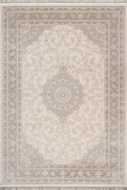 Artemis Halı Pera Palace Y1071A Bej Krem – Madalyonlu Klasik Halı